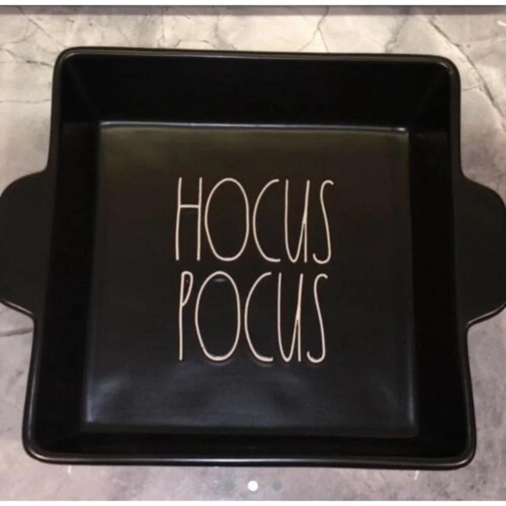 Rae Dunn Halloween Black HOCUS POCUS  Square Baker  Hard to Find NEW
